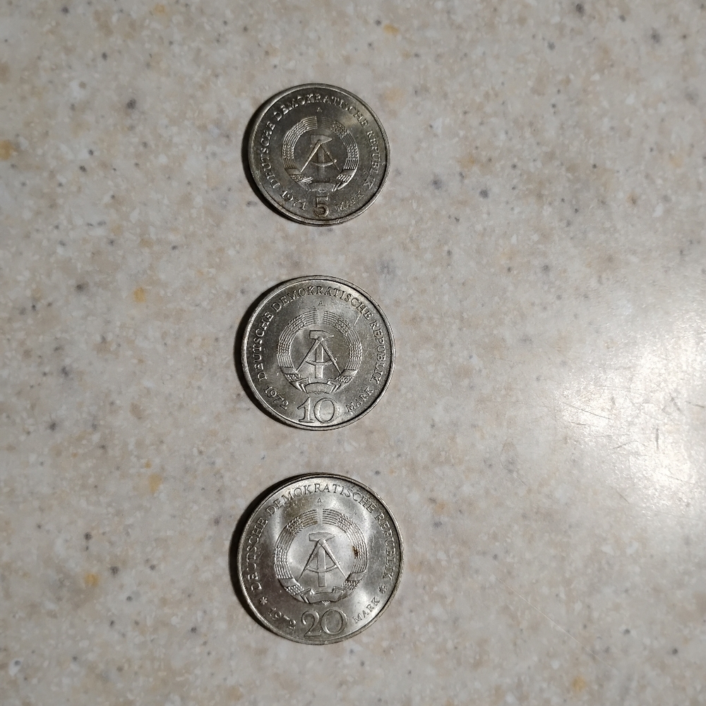 3 East German (Pre Reunification) Coins
